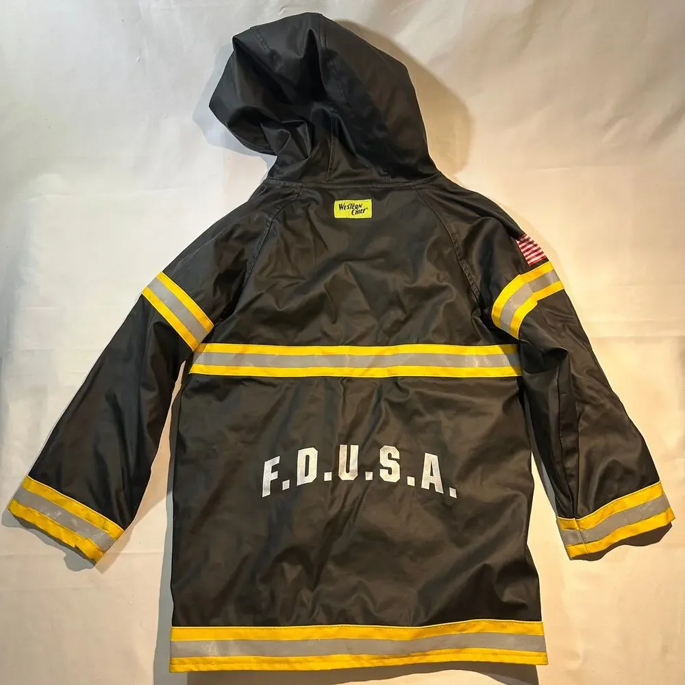 Western Chief F.D.U.S.A. 282 Firechief Jr Fire Fighter Rain Jacket Sz 7